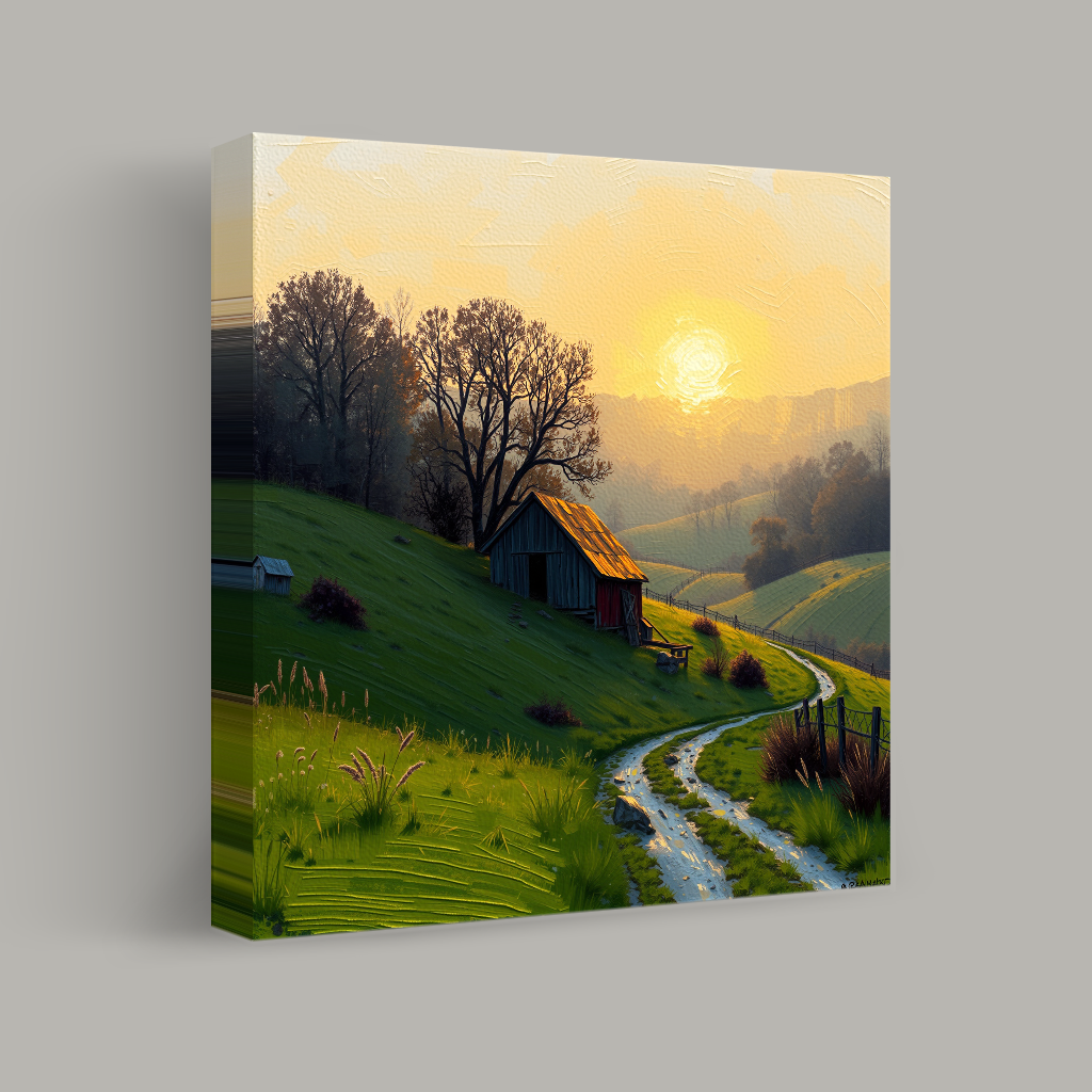 Sunrise Over Rolling Fields view 1