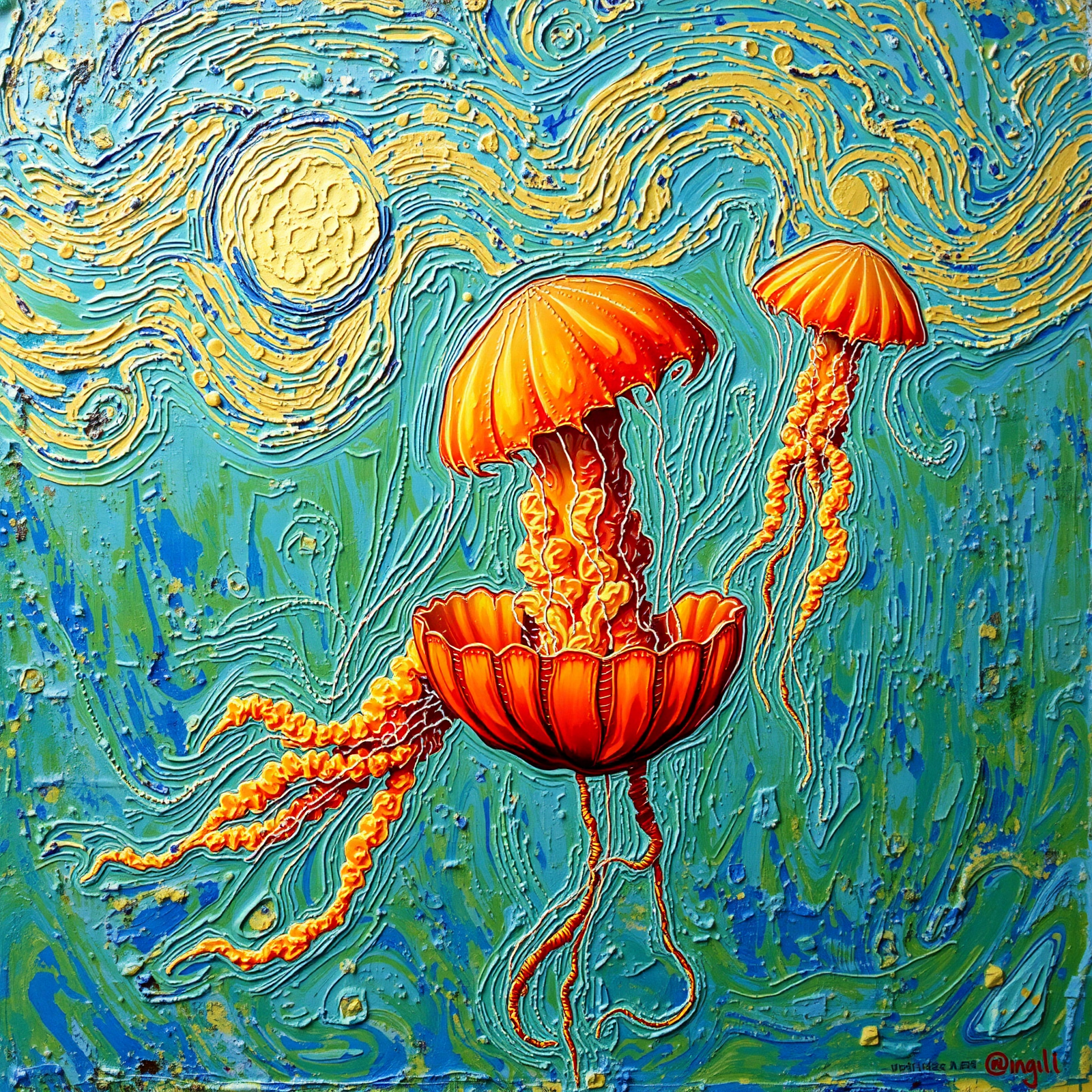 Jellyfish Waltz under a Starry Sea view 2