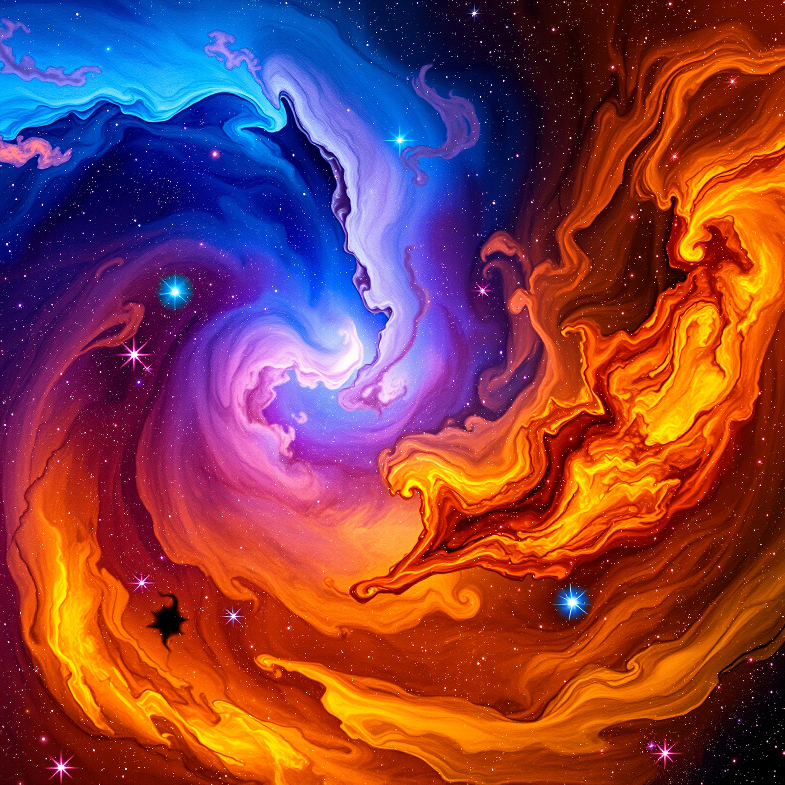 Celestial Dance of Flames and Waves view 2