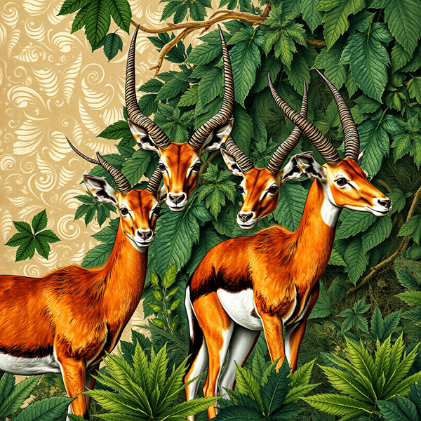 Antelopes in Verdant Foliage