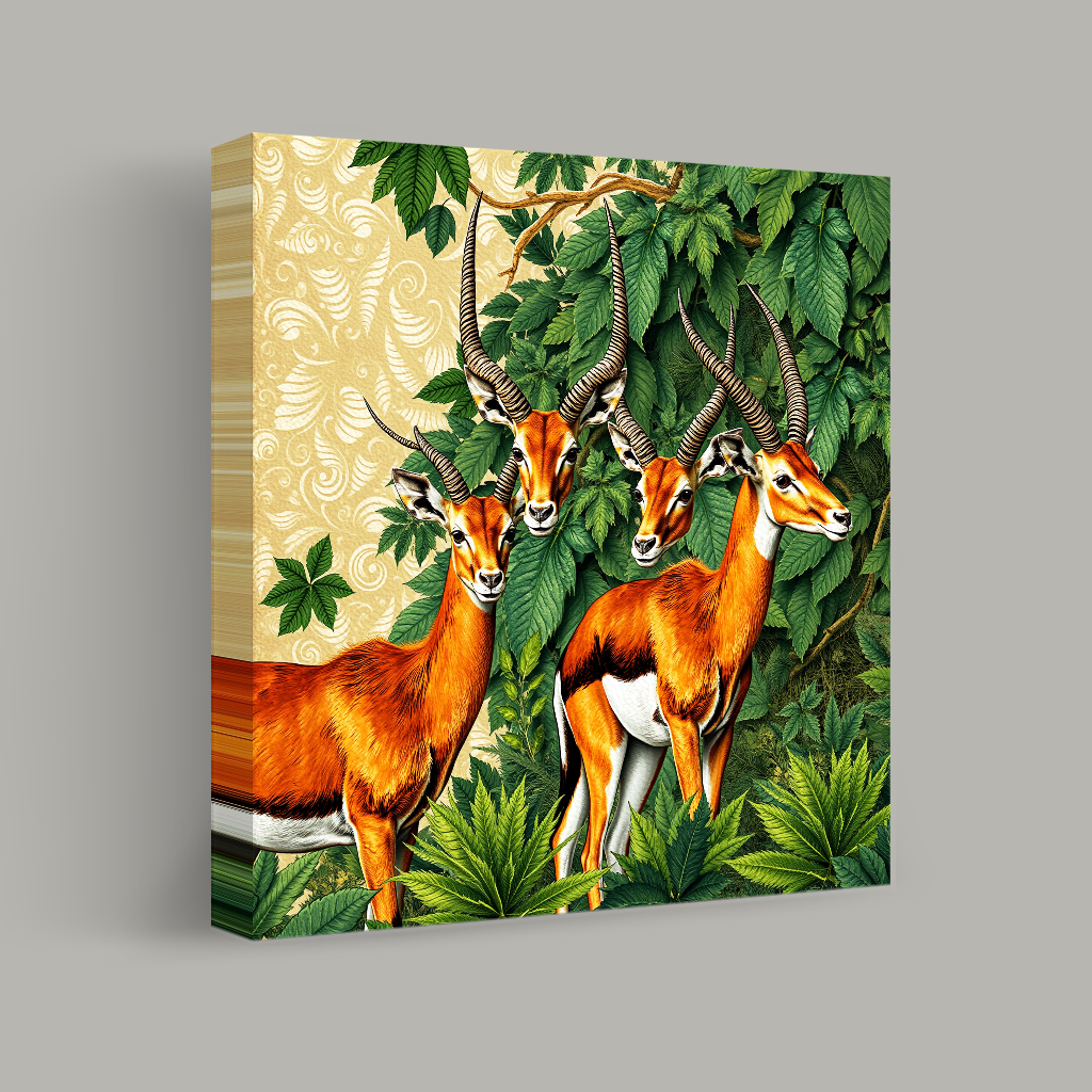 Antelopes in Verdant Foliage view 1