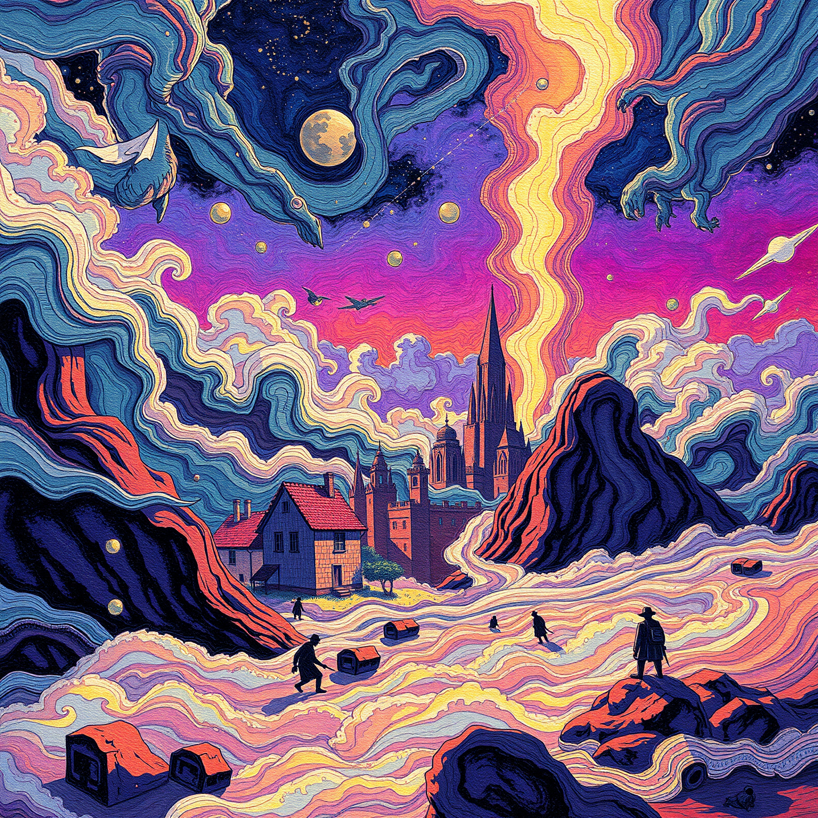 Surreal Nightscape with Flowing Clouds view 2