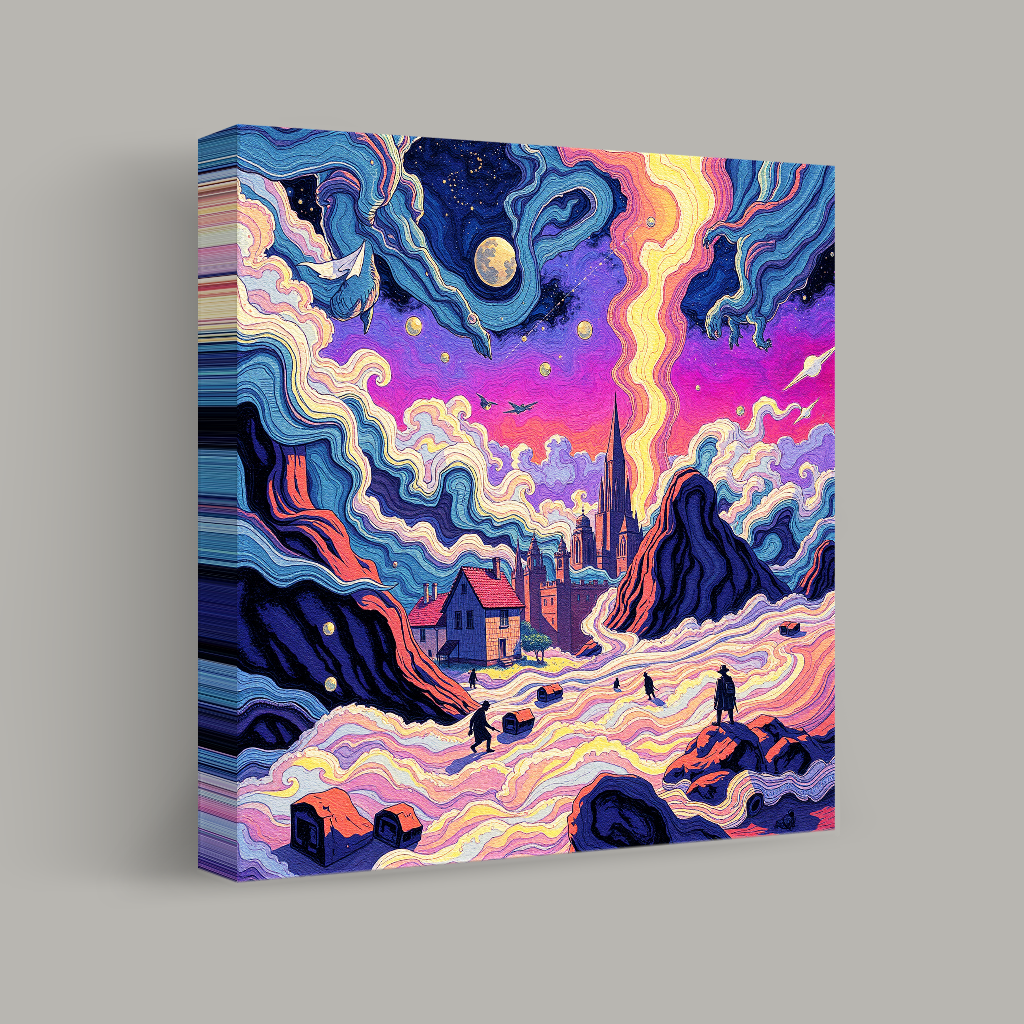 Surreal Nightscape with Flowing Clouds view 1