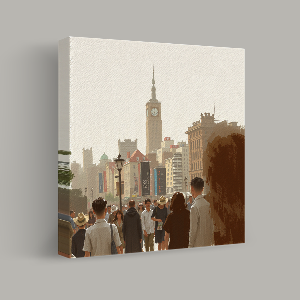 Urban Crowd and Clock Tower view 1