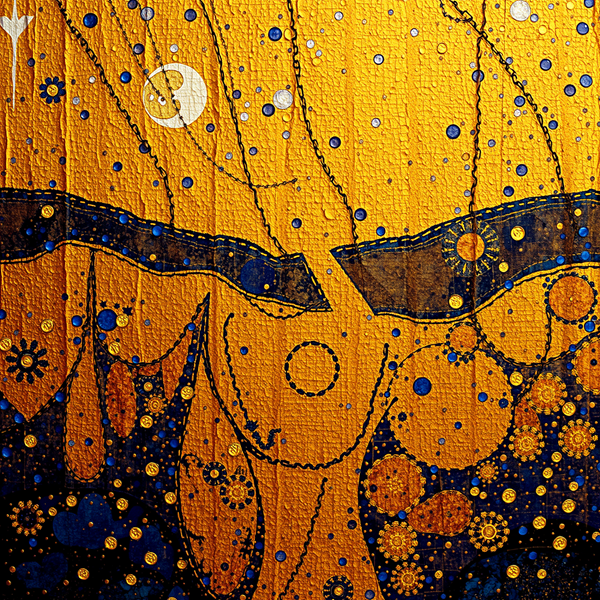 Celestial Tapestry of Gold and Blue