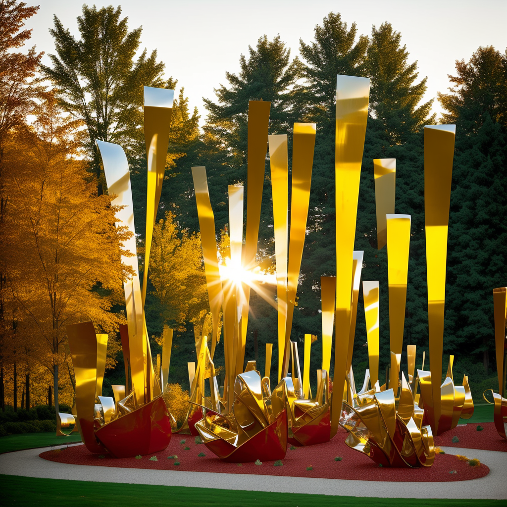 Sunlit Reflections in an Autumn Grove view 2