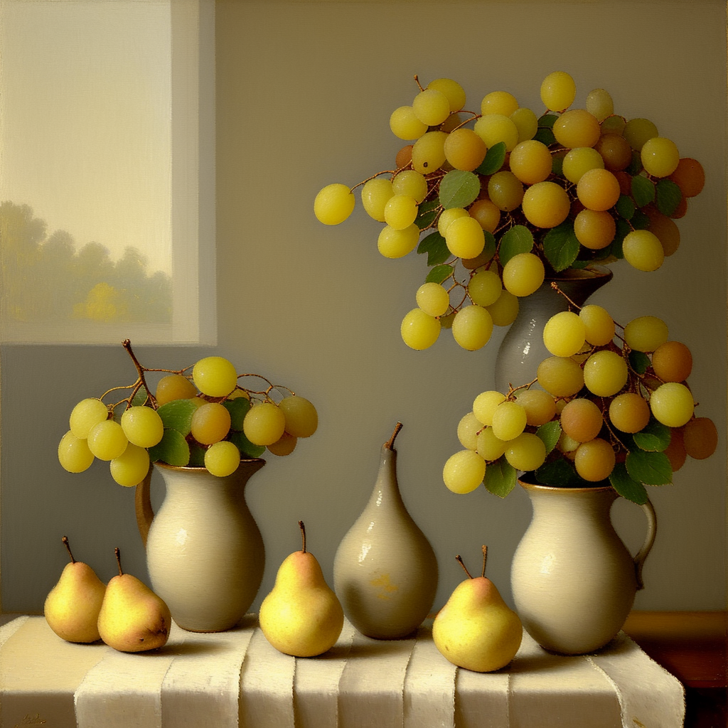 Pears and Grapes by the Window view 2