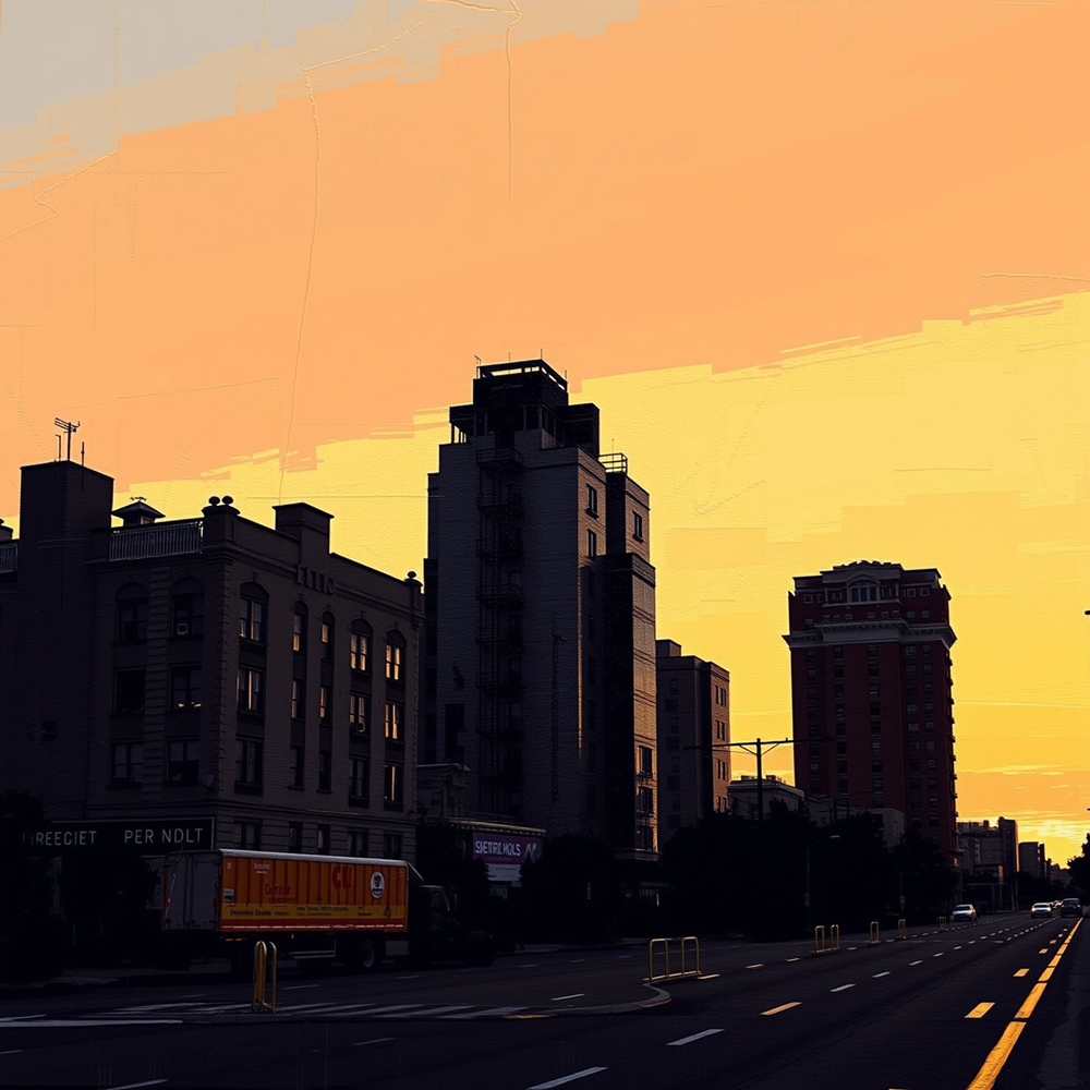 Urban Sunset Silhouettes view 2