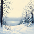 Snowy Forest by Frozen Lake thumbnail 2