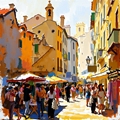 Vibrant Street Market in Sunlit Town thumbnail 2