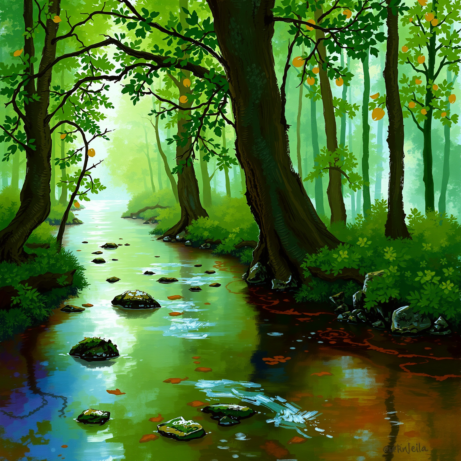 Serenity of the Woodland Stream view 2