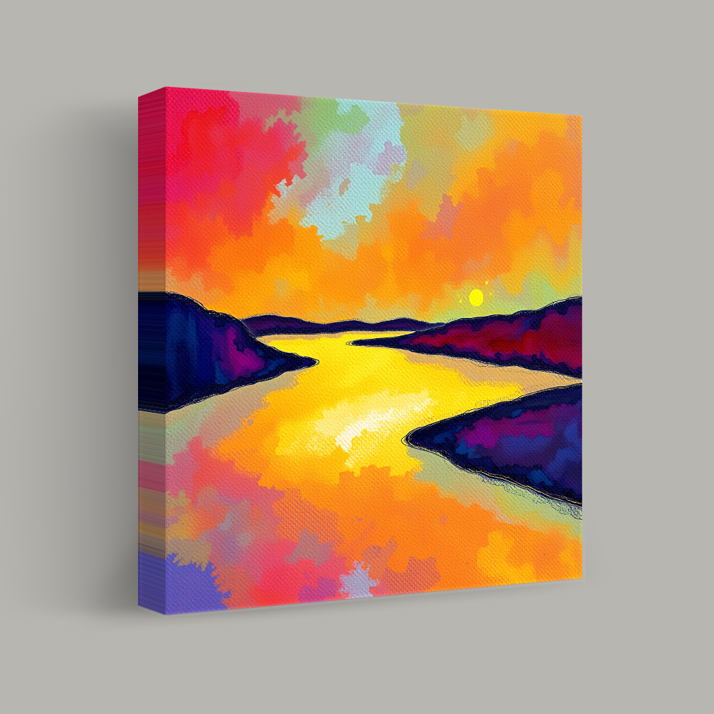 Strahlender Fluss in der Abenddämmerung Ansicht 1