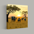 Elephants at Sunset in a Futuristic Savannah thumbnail 1