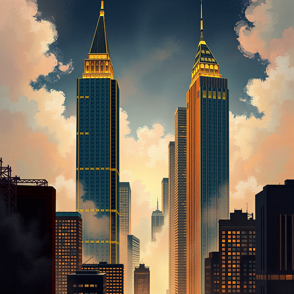 Twin Towers at Dawn view 2