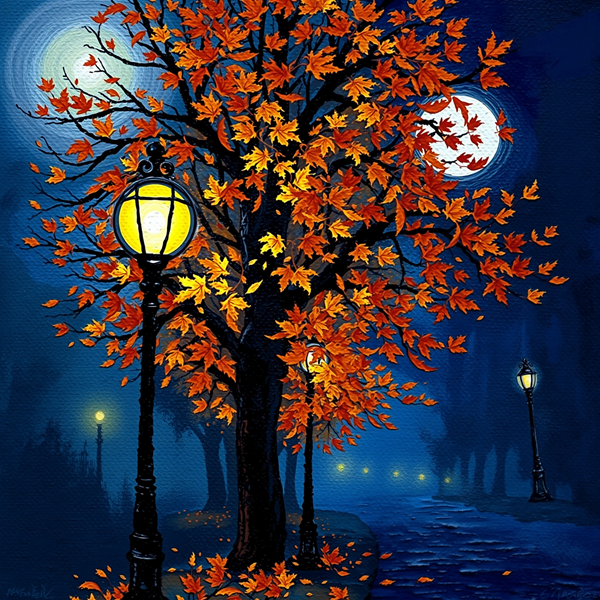 Moonlit Autumn Stroll