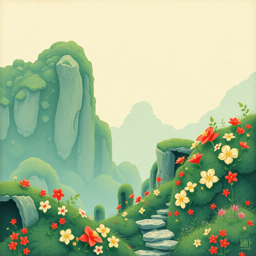 Pathway Through Blooming Hills view 2