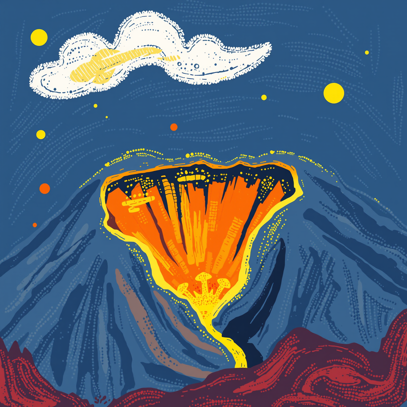 Eruption Under a Dotted Sky view 2