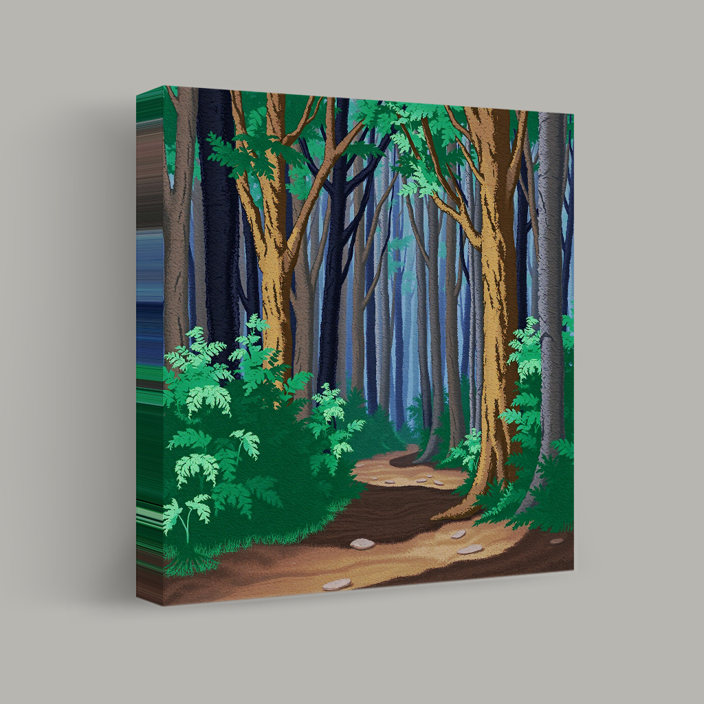 Pathway Through Verdant Woods view 1