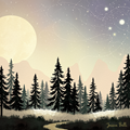 Moonlit Serenity Over Pine Forest thumbnail 2