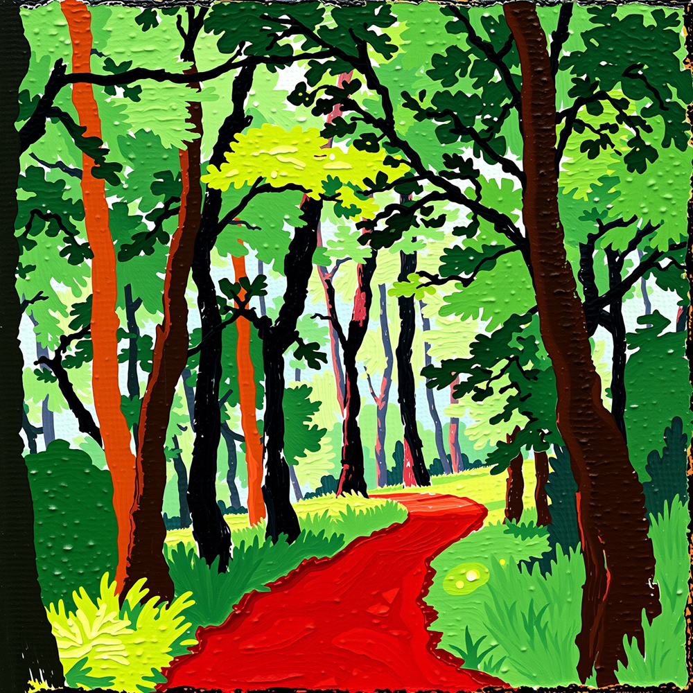 Pathway Through a Vibrant Forest view 2