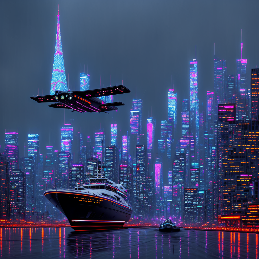 Neon Skies Over Future Waters view 2