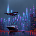 Neon Skies Over Future Waters thumbnail 2