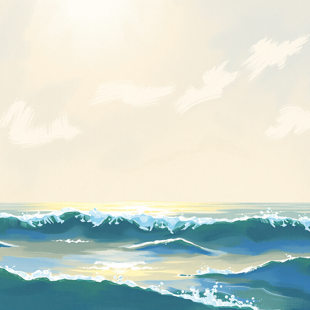Golden Horizon Over Azure Waves view 2