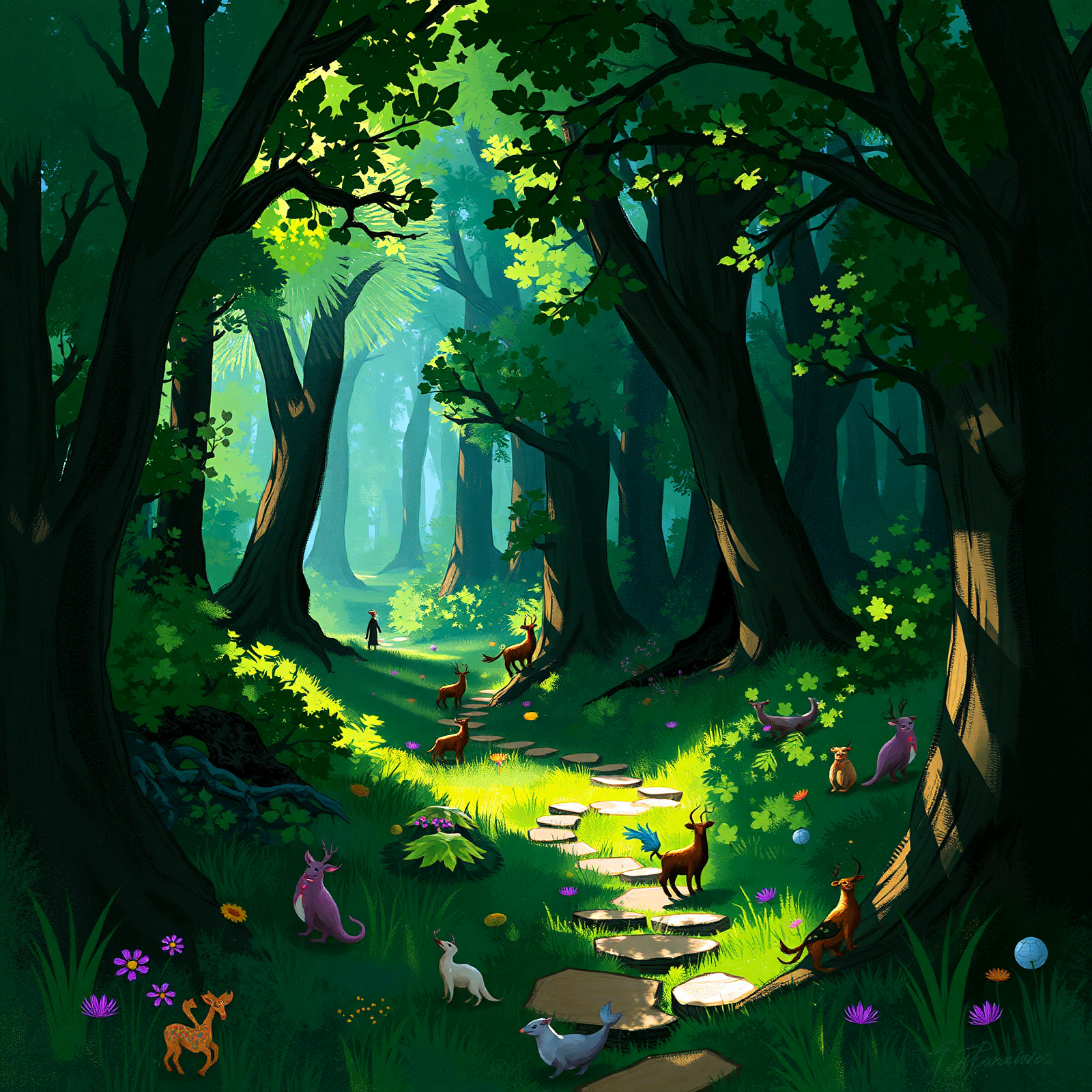 Sunlit Forest Pathway view 2