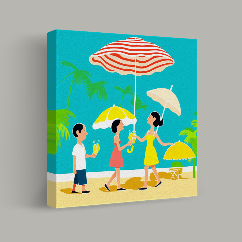 Summer Stroll Under Parasol Skies view 1