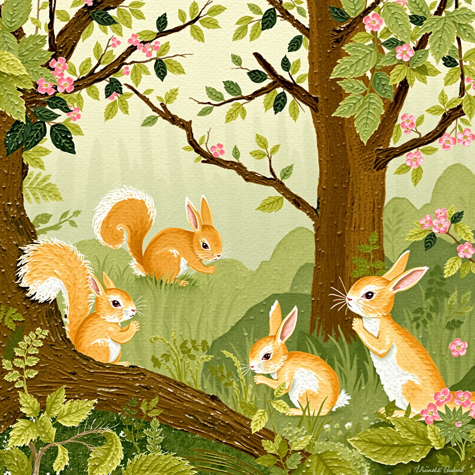 Woodland Friends in Springtime view 2