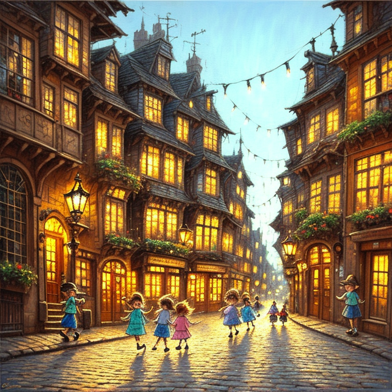 Twilight on Cobblestone Lane view 2