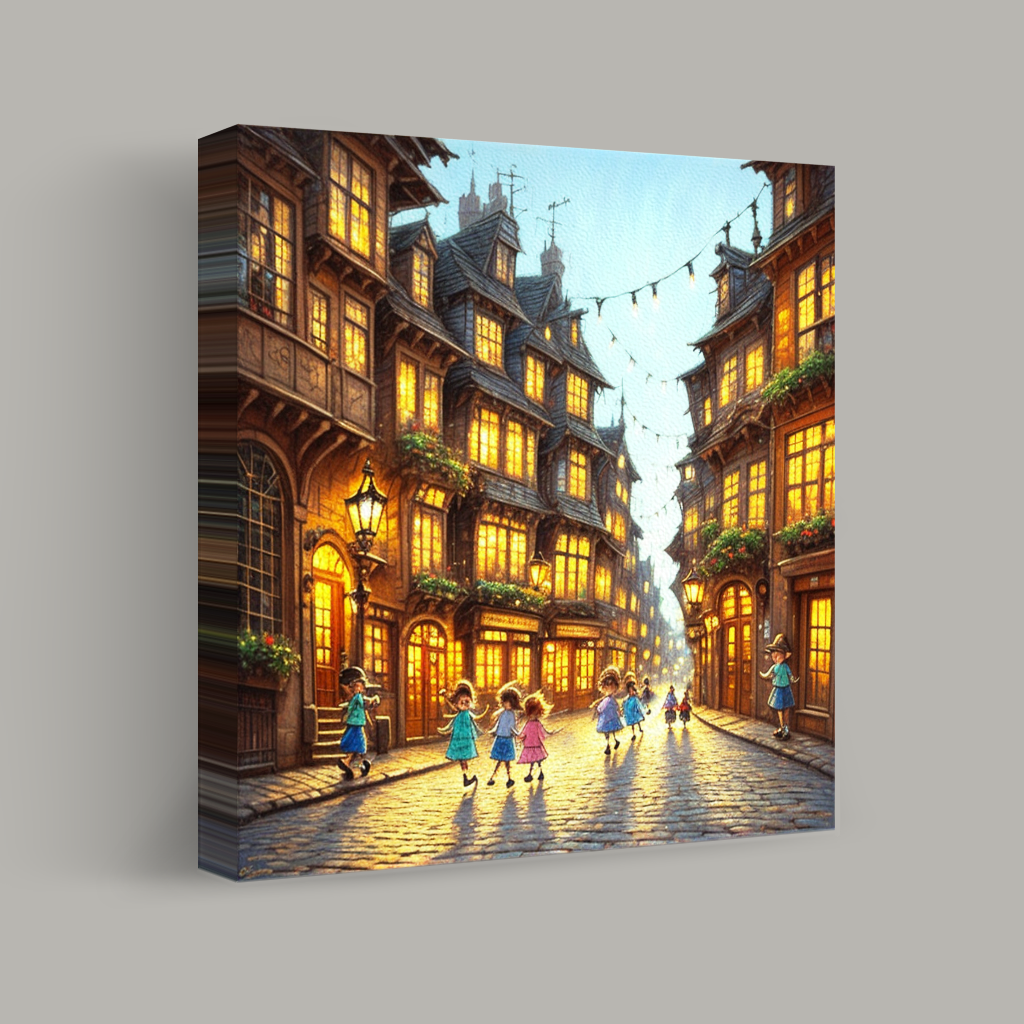 Twilight on Cobblestone Lane view 1