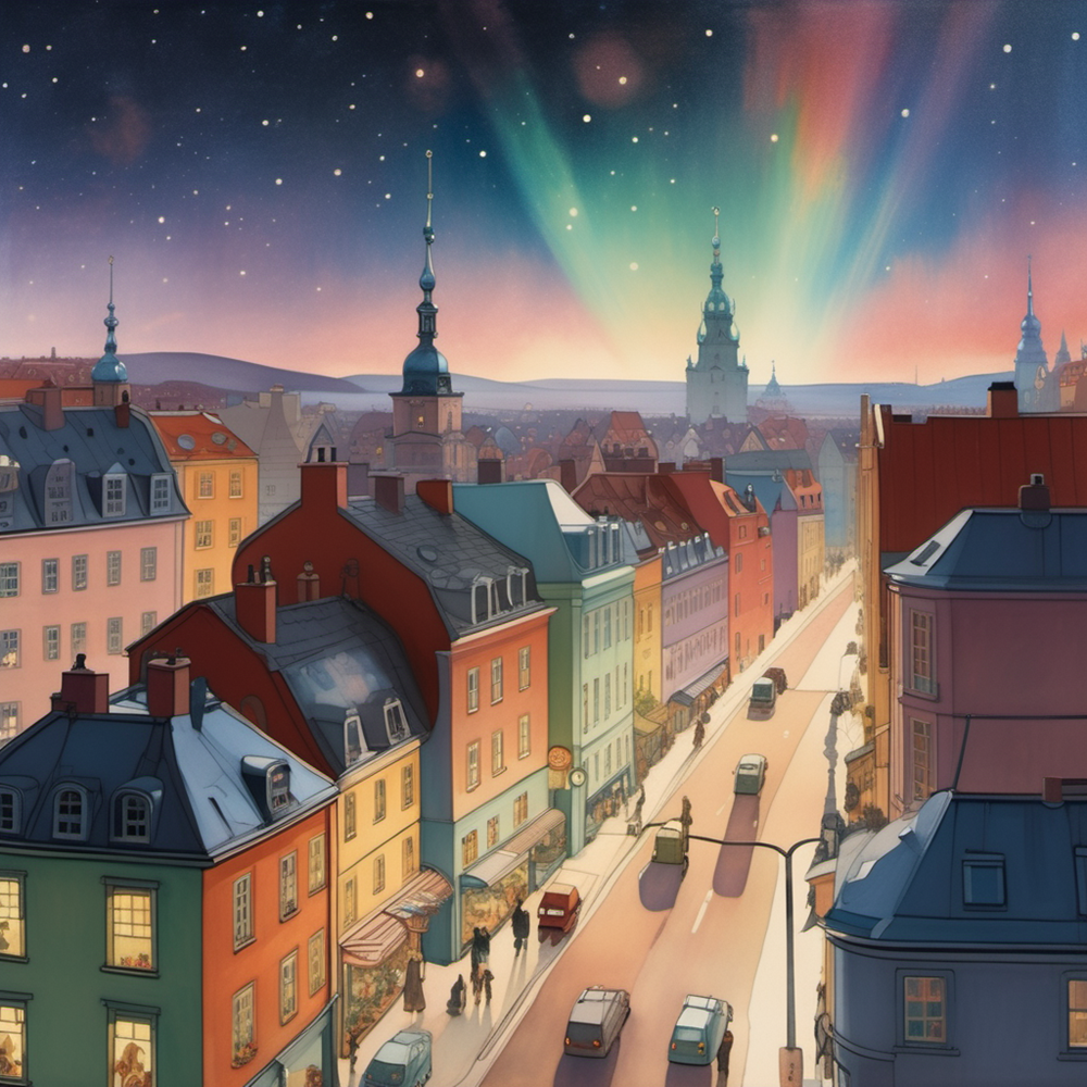 Northern Lights Over Cobblestone view 2