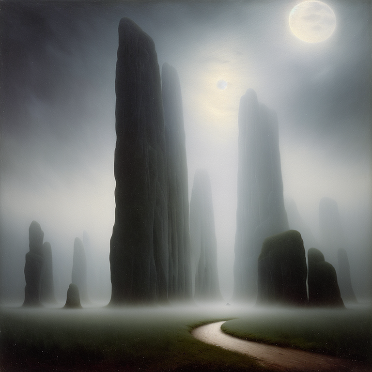 Towers in the Moonlit Mist view 2