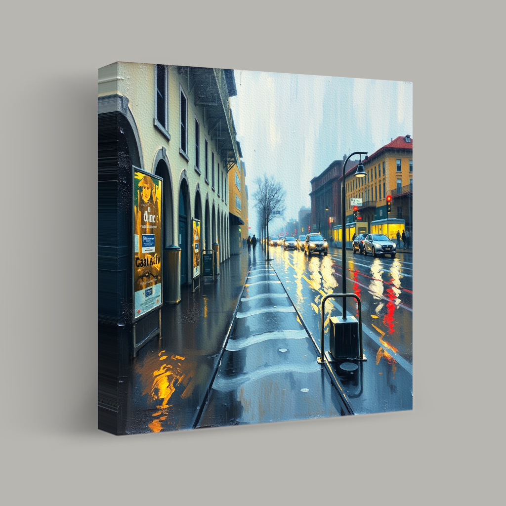 Reflections on a Rain-Soaked Avenue view 1