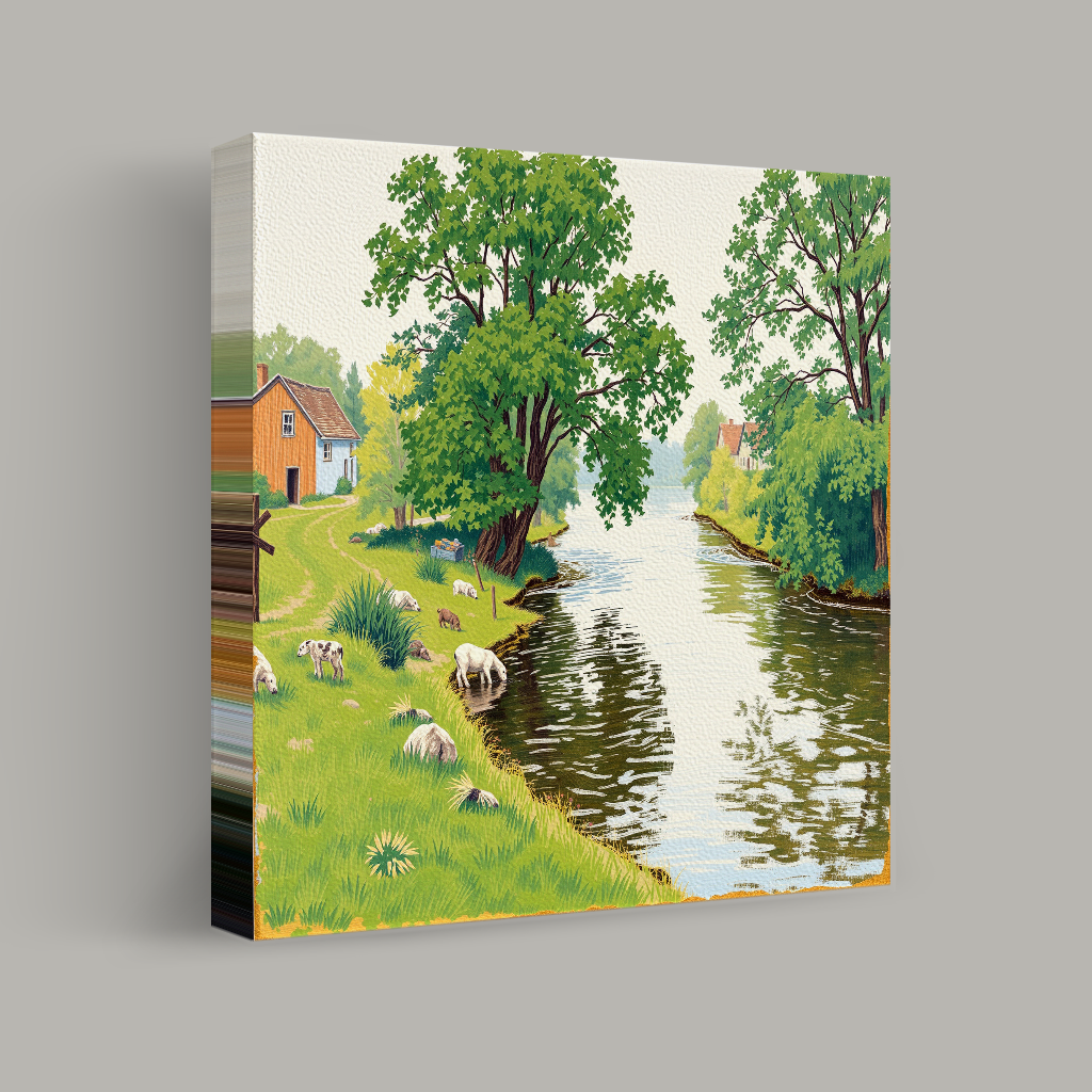 Tranquil Riverside Scene view 1