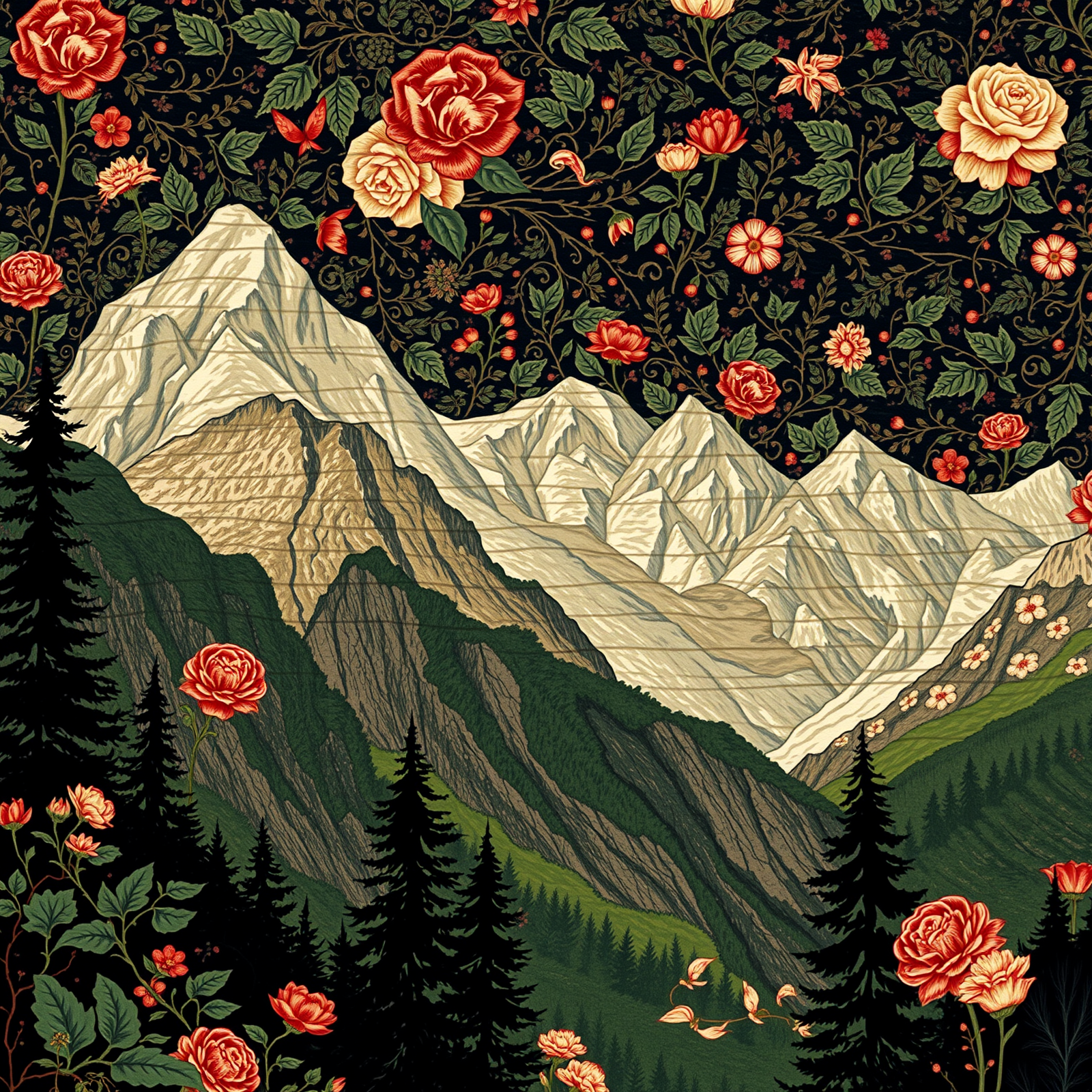 Florale Verzierungen auf Alpenhöhen Ansicht 2