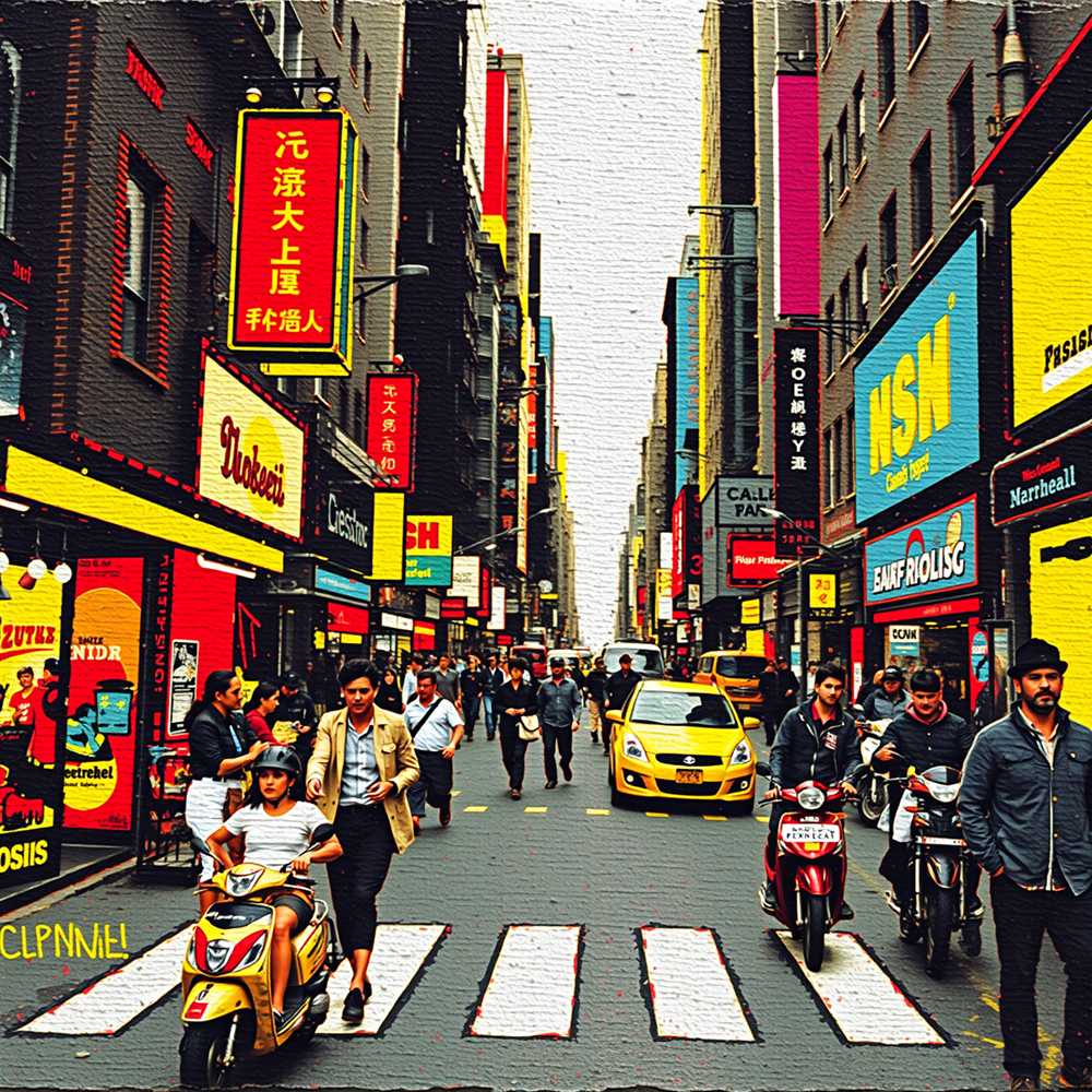 Bustling Streets of Neon Colors view 2