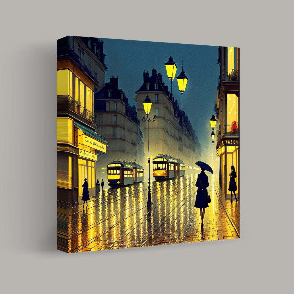 Rainlit Streets of a Nighttime City view 1