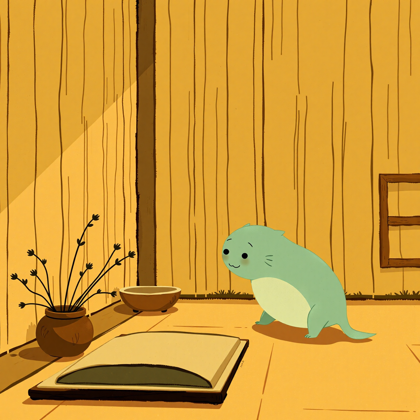 Cozy Room with Green Creature view 2