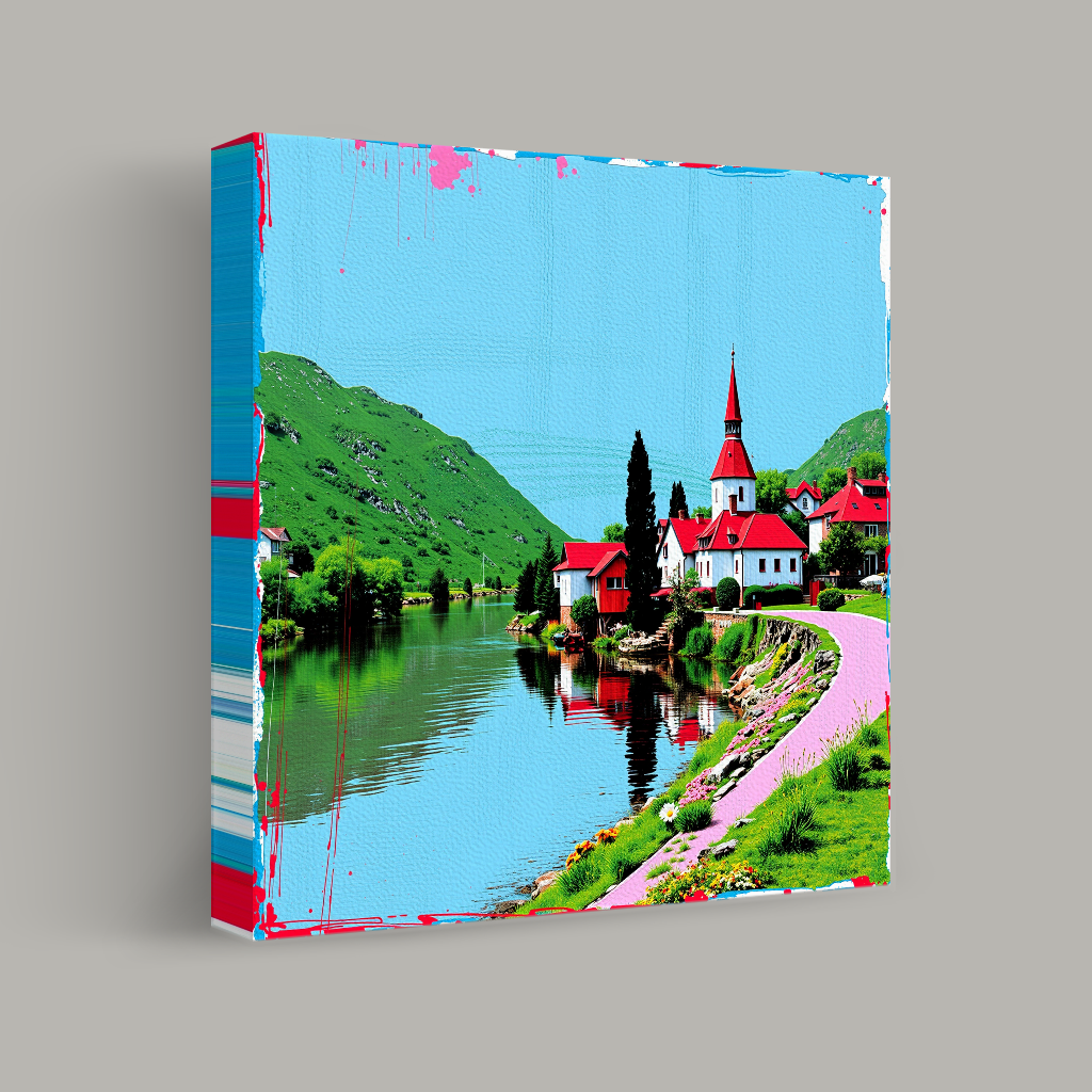 Reflections of a Colorful Village view 1