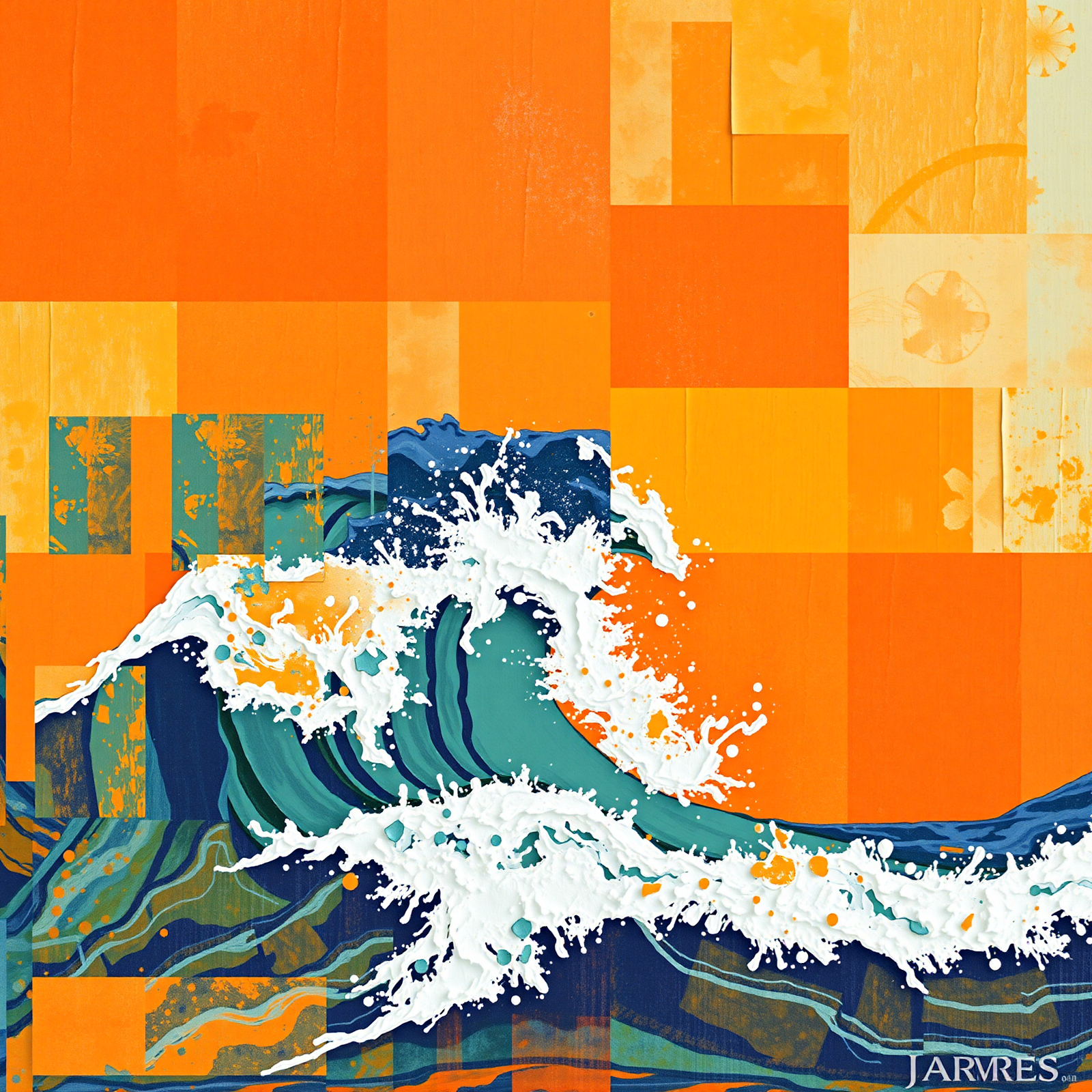 Vibrant Ocean Wave Collage view 2