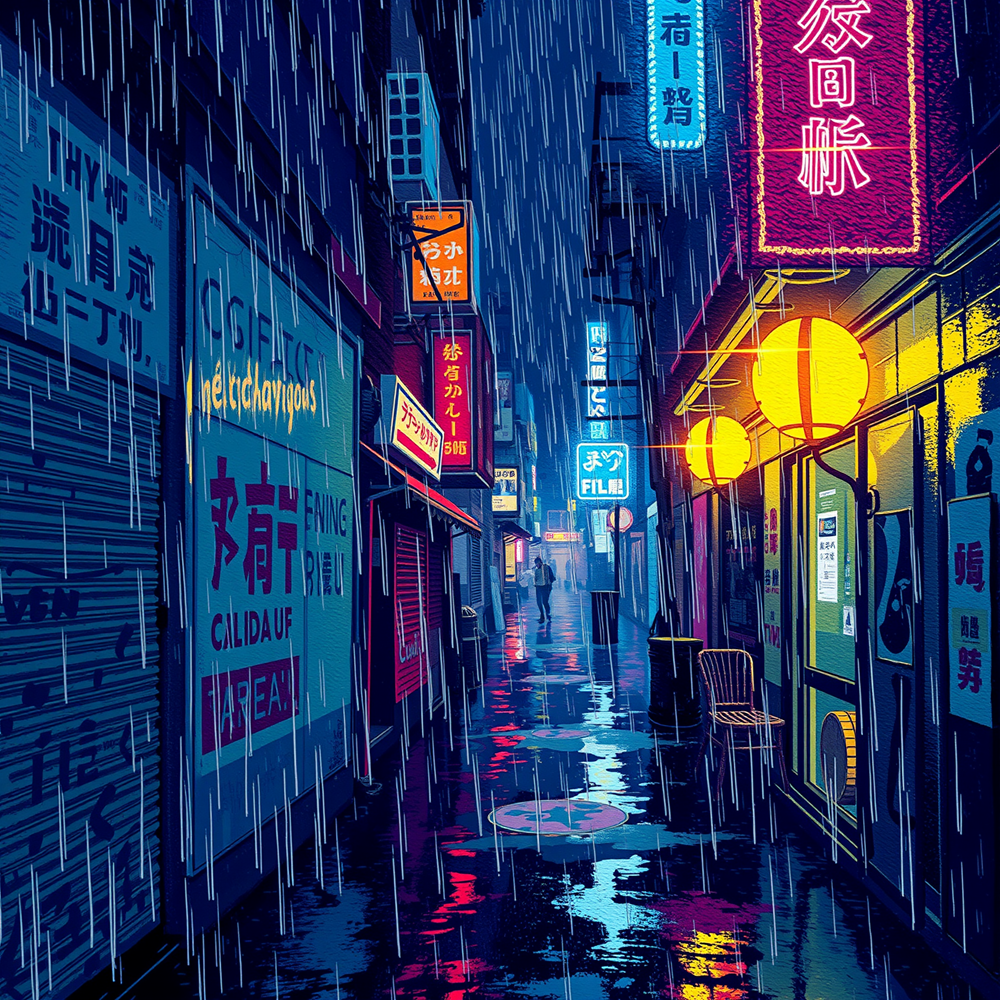 Neon Rain Alley view 2
