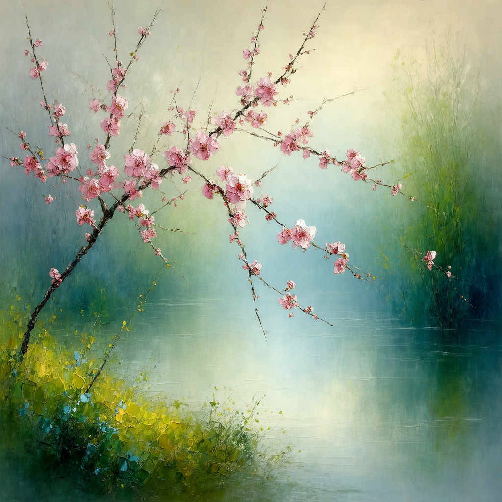 Blossoms Over Tranquil Waters view 2