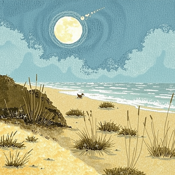 Moonlit Serenity on the Sandy Shore