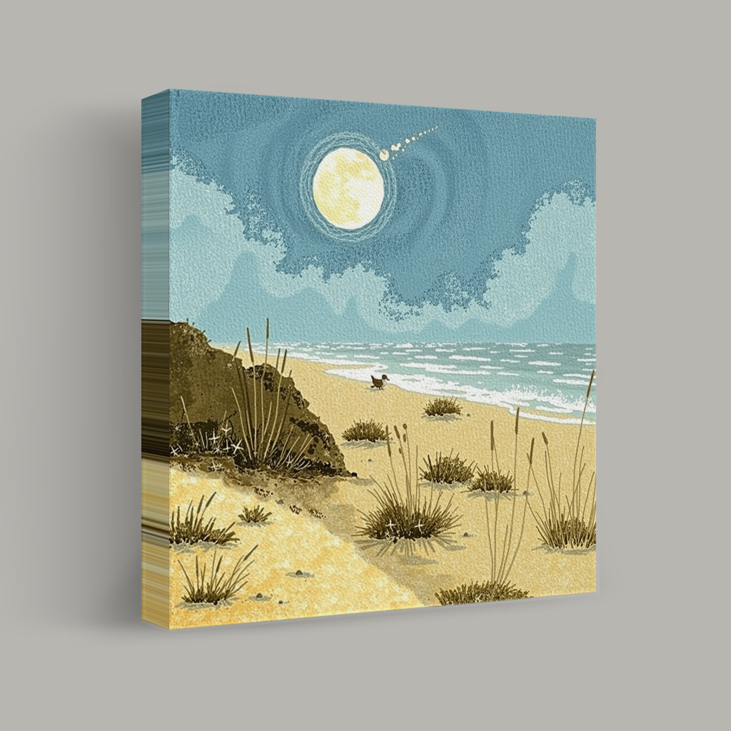 Moonlit Serenity on the Sandy Shore view 1