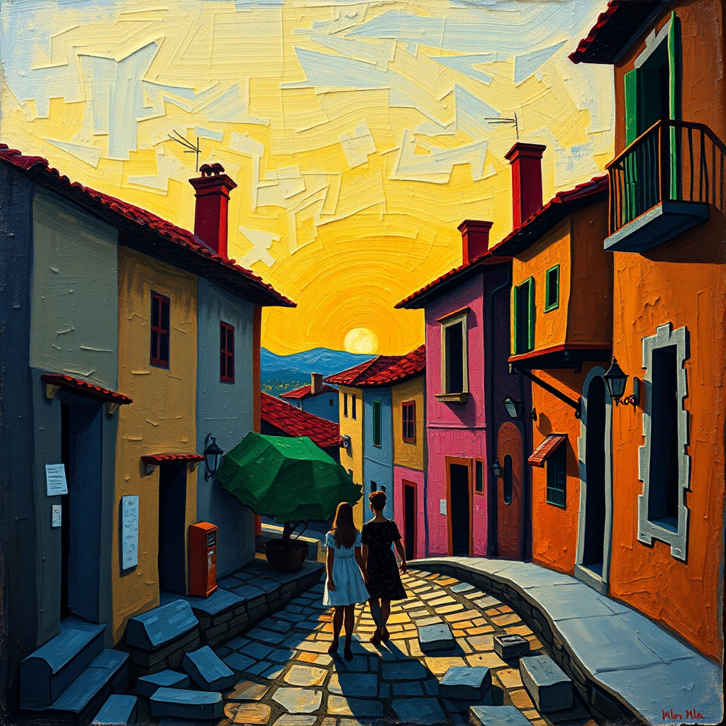 Strolling Through Sunlit Streets view 2