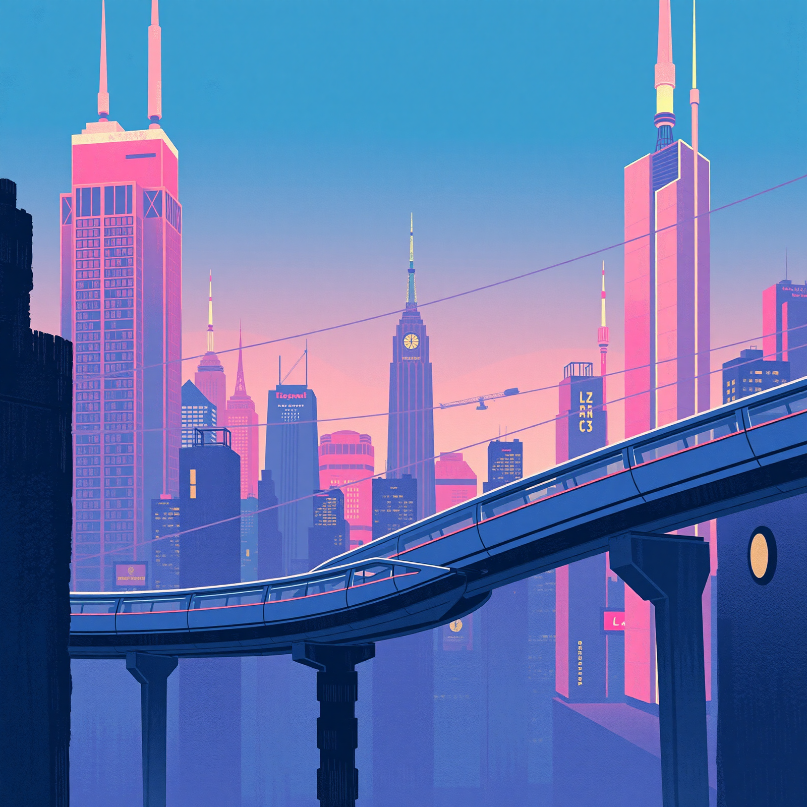 Neon Skyline at Dusk view 2