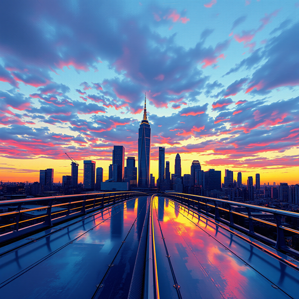 Reflections of a City Skyline