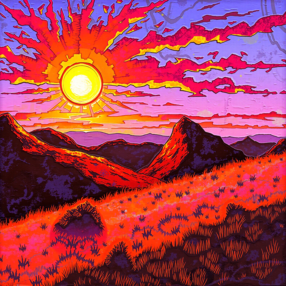 Radiant Dusk Over Mountains view 2